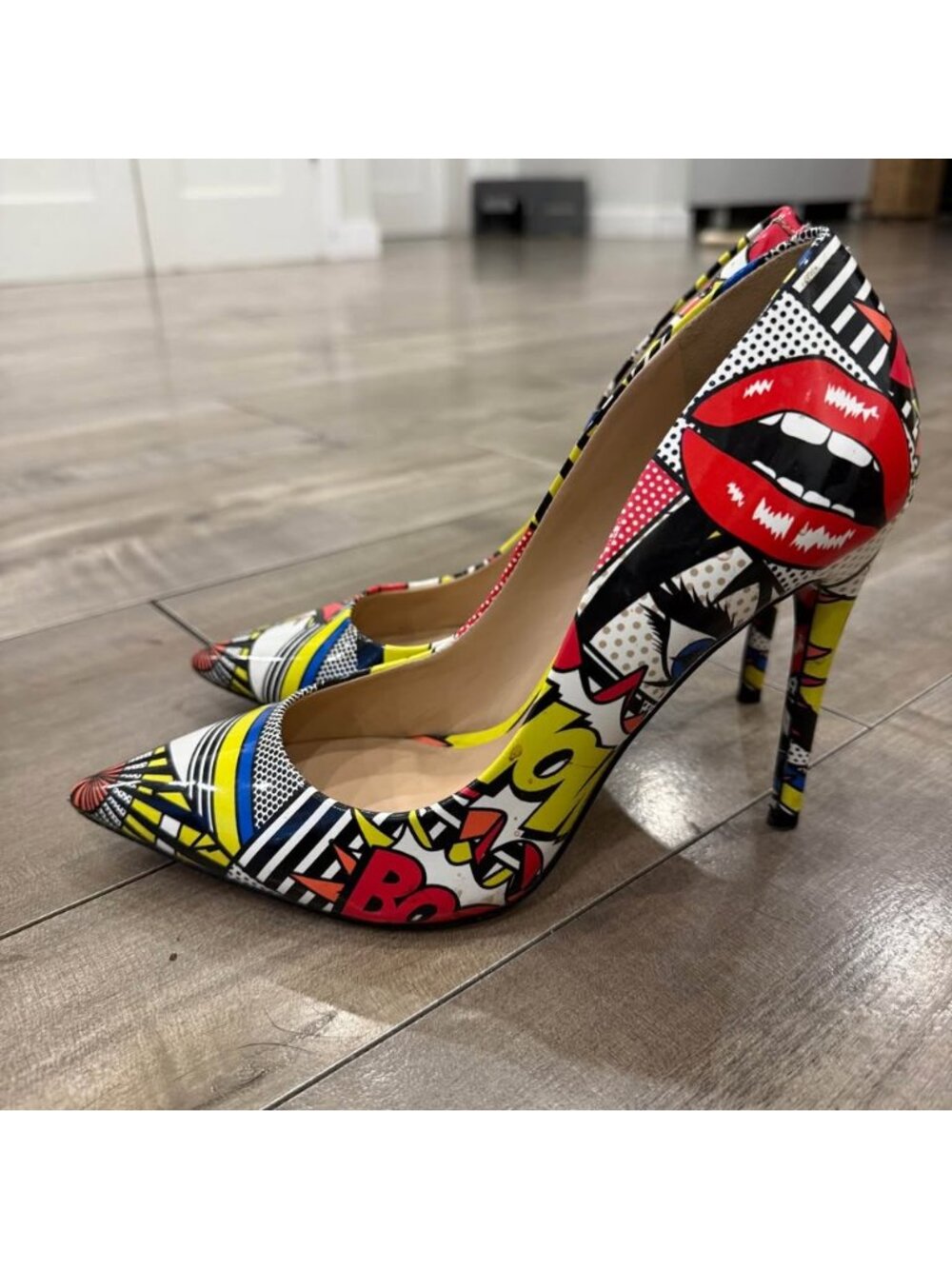 ALDO Pop Art Comic Print Pointed Toe Stiletto Pumps Women’s Size 8 - Picture 4 of 9